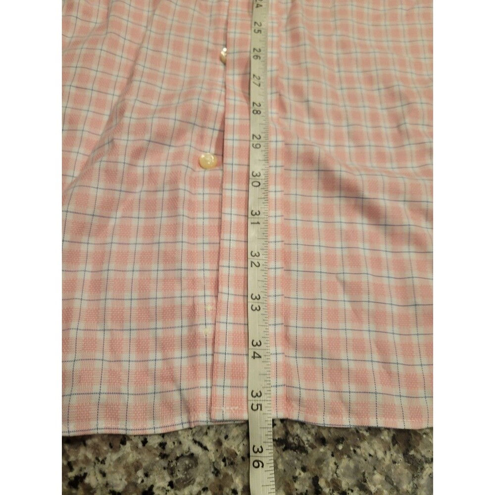 Gold Label Roundtree‎ & Yorke Shirt Mens 2X Tall Pink Check Non-Iron Cotton - Picture 7 of 7